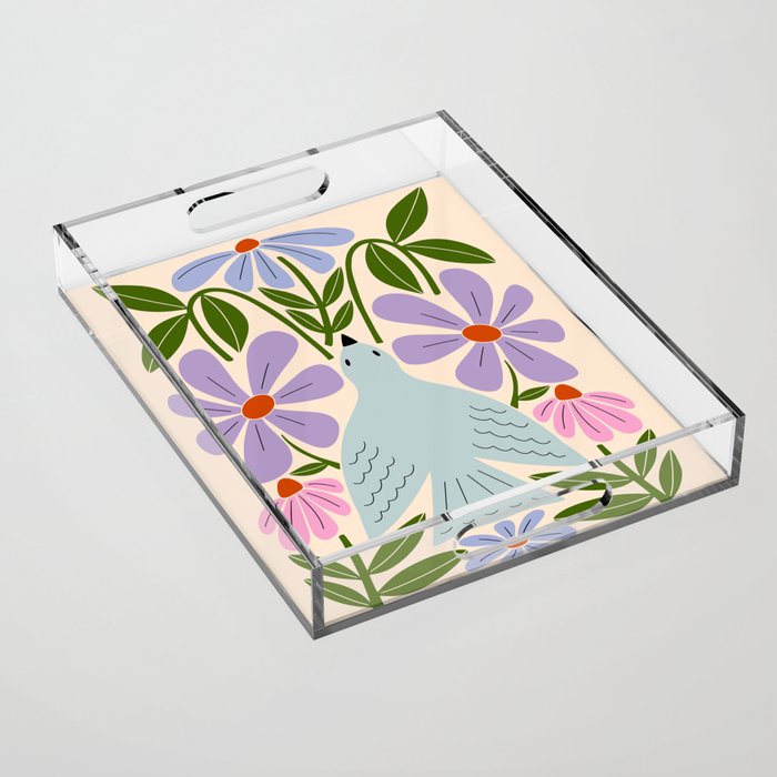Freedom - Bird and Flowers Acrylic Tray Gallery Image 1