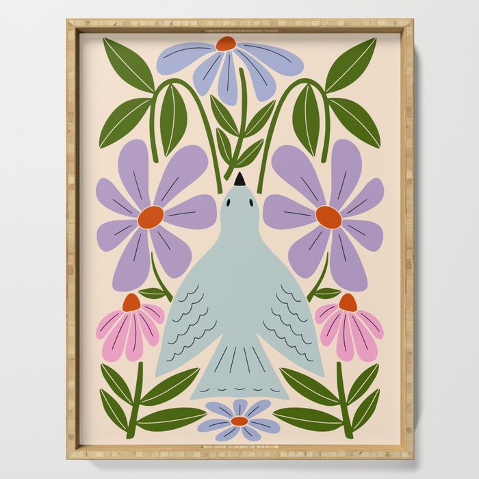 Freedom - Bird and Flowers Serving Tray Gallery Image 1