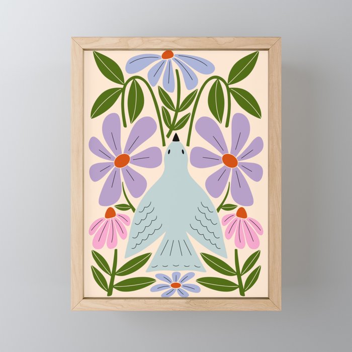 Freedom - Bird and Flowers Mini Art Print Gallery Image 1