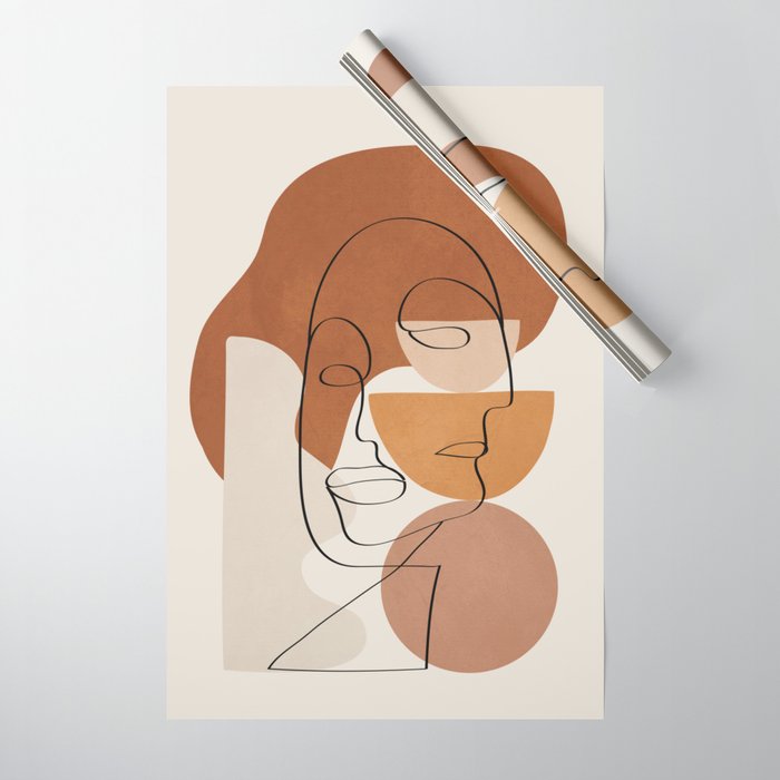 Abstract Clay Faces II Wrapping Paper Gallery Image 1