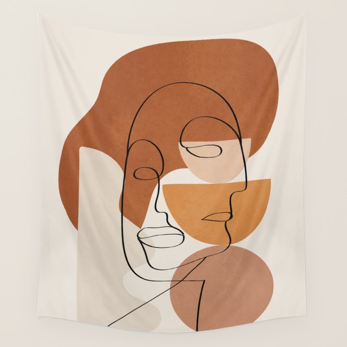 Abstract Clay Faces II Wall Tapestry Gallery Image 1