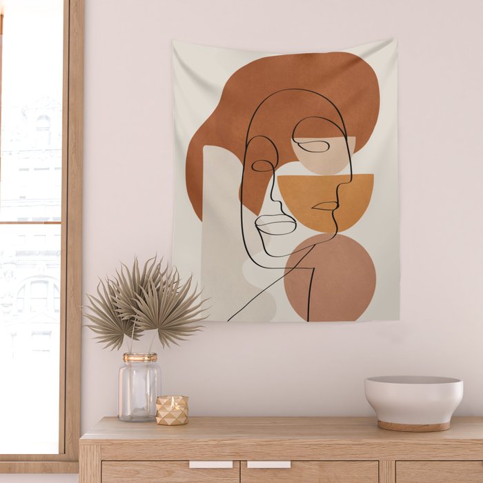 Abstract Clay Faces II Wall Tapestry Gallery Image 2