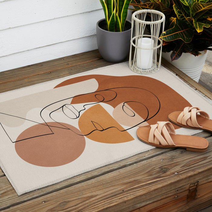 Abstract Clay Faces II Outdoor Rug Gallery Image 2