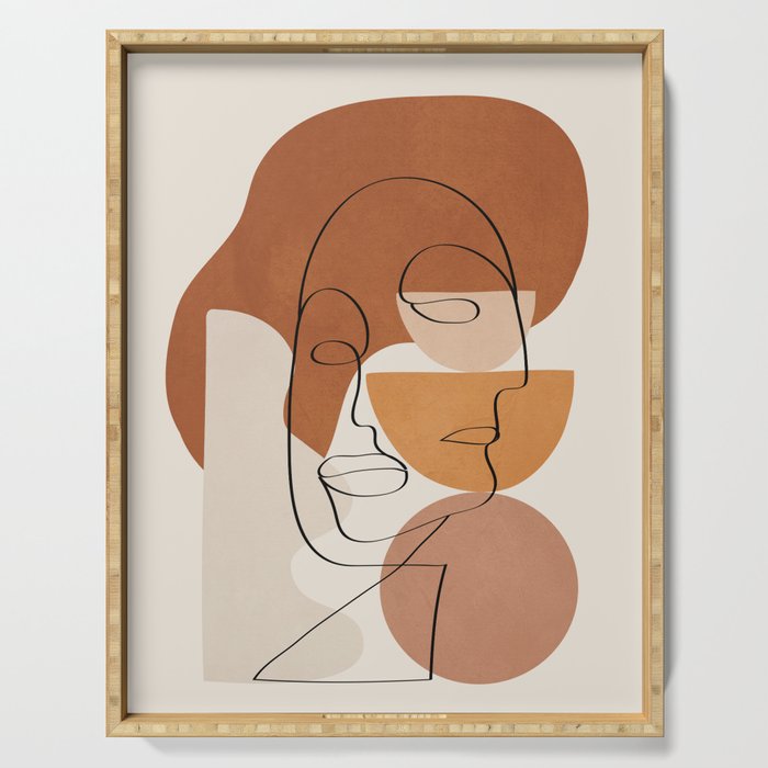 Abstract Clay Faces II Serving Tray Gallery Image 1