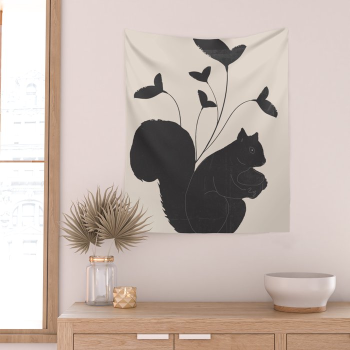 The Abstract Black Squirrel Wall Tapestry Gallery Image 2