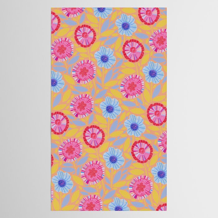 Folk Floral Blossoms in Pastel Pink Tablecloth Gallery Image 2