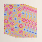 Folk Floral Blossoms in Pastel Pink Wrapping Paper Gallery Image 3