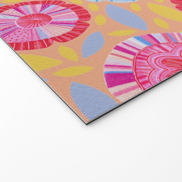 Folk Floral Blossoms in Pastel Pink Welcome Mat Gallery Image 2