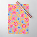 Folk Floral Blossoms in Pastel Pink Wrapping Paper Gallery Image 1