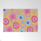 Folk Floral Blossoms in Pastel Pink Welcome Mat Gallery Image 1