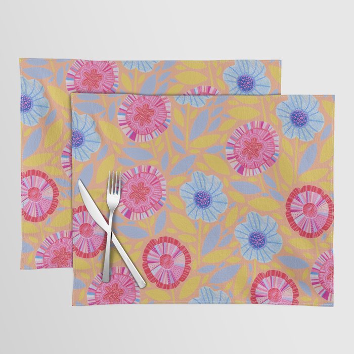 Folk Floral Blossoms in Pastel Pink Placemat Gallery Image 1