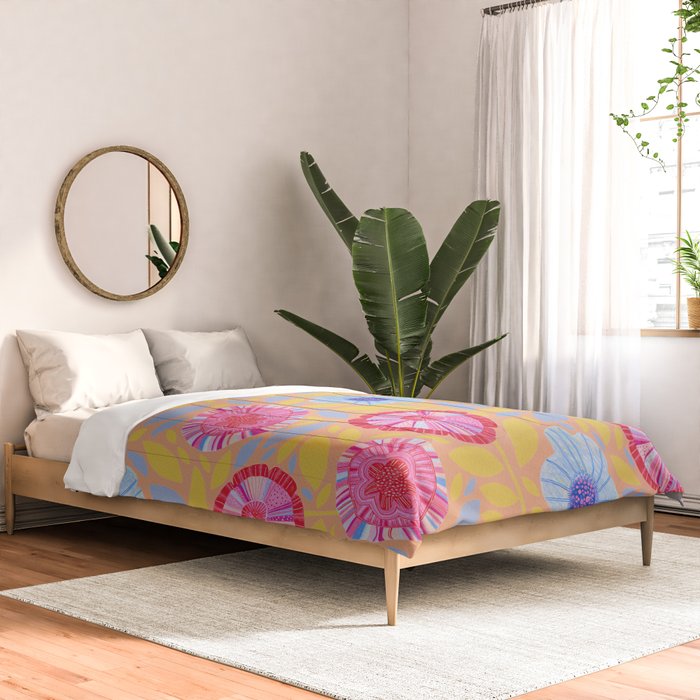 Folk Floral Blossoms in Pastel Pink Comforter Gallery Image 2