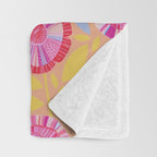 Folk Floral Blossoms in Pastel Pink Throw Blanket Gallery Image 3