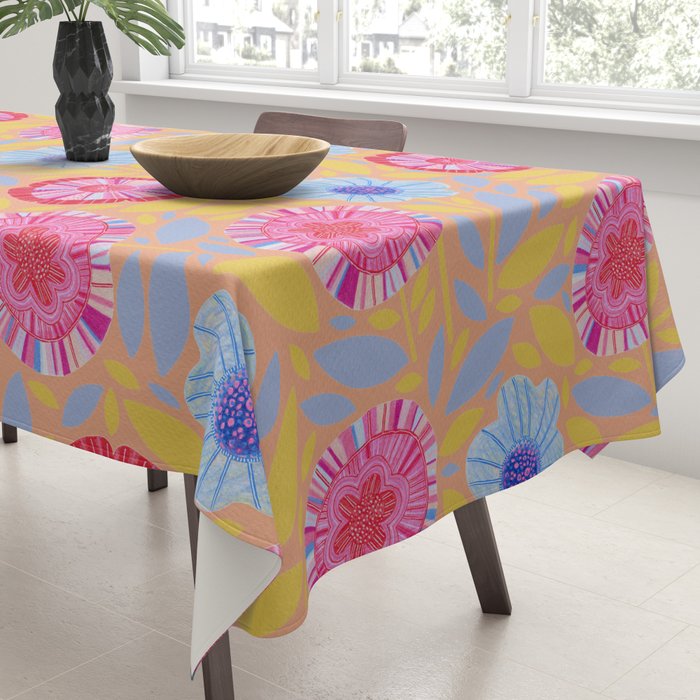 Folk Floral Blossoms in Pastel Pink Tablecloth Gallery Image 3