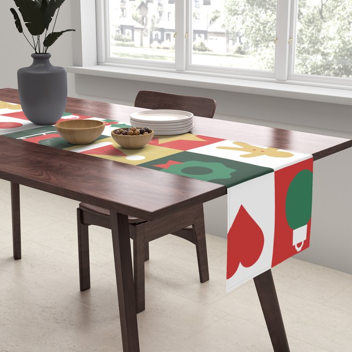 Christmas mosaic geometric pattern Table Runner Gallery Image 2
