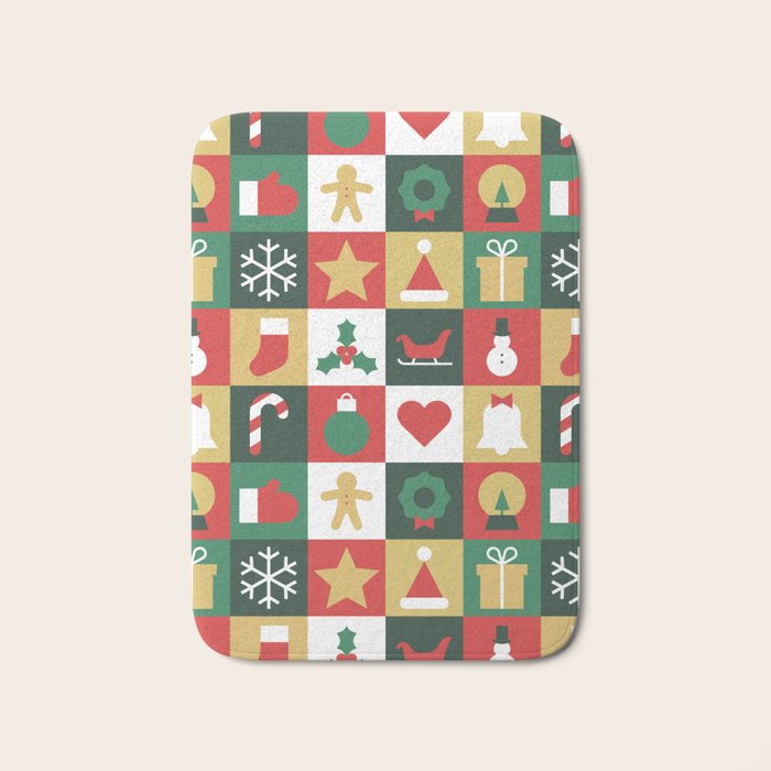 Christmas mosaic geometric pattern Bath Mat Gallery Image 1