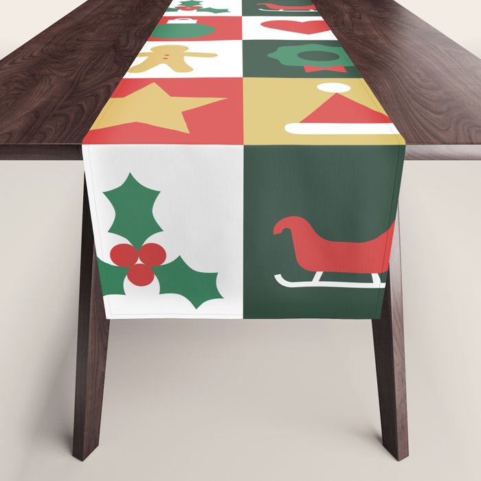 Christmas mosaic geometric pattern Table Runner Gallery Image 1