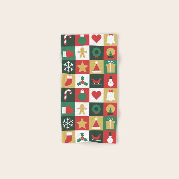 Christmas mosaic geometric pattern Bath Towel Gallery Image 1