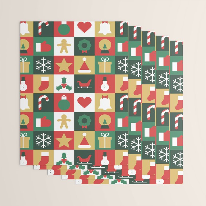 Christmas mosaic geometric pattern Wrapping Paper Gallery Image 3