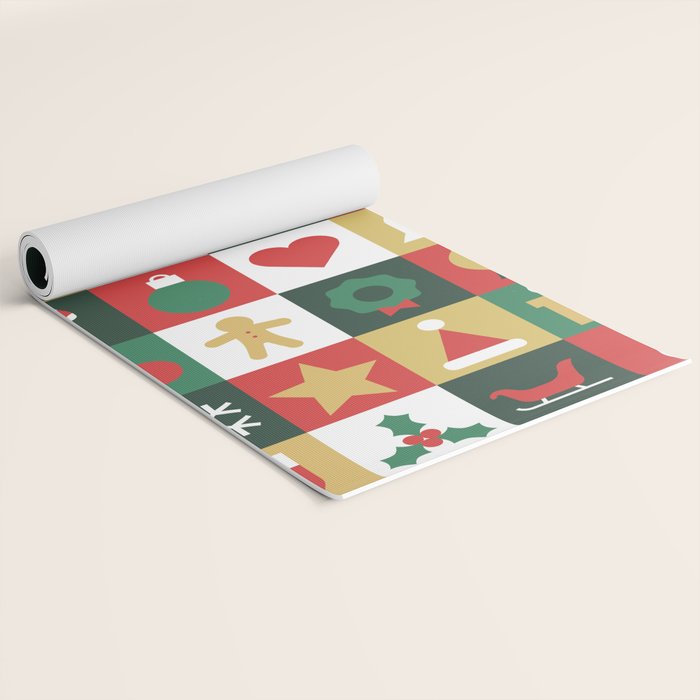 Christmas mosaic geometric pattern Yoga Mat Gallery Image 2