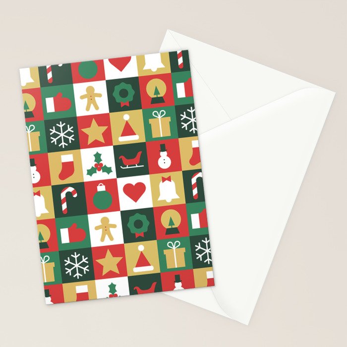 Christmas mosaic geometric pattern Stationery Card Gallery Image 2