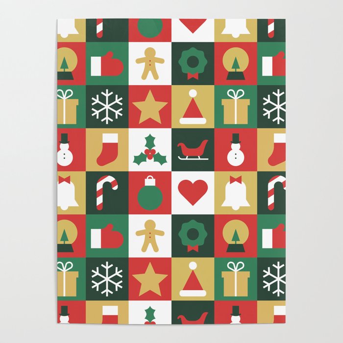 Christmas mosaic geometric pattern Poster Gallery Image 4