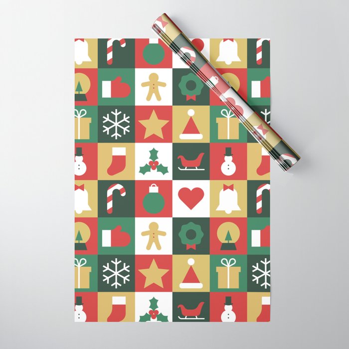 Christmas mosaic geometric pattern Wrapping Paper Gallery Image 1