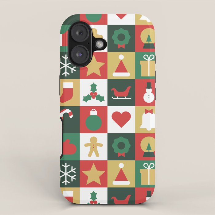 Christmas mosaic geometric pattern iPhone Case Gallery Image 1