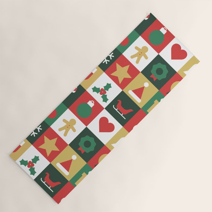 Christmas mosaic geometric pattern Yoga Mat Gallery Image 1