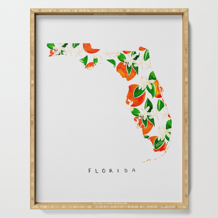 Florida State Flower - Orange Blossoms Serving Tray Gallery Image 1