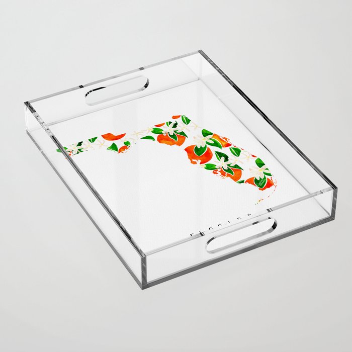Florida State Flower - Orange Blossoms Acrylic Tray Gallery Image 1