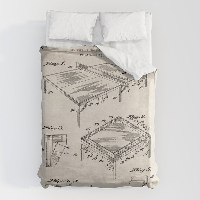 Table Tennis Patent - Tennis Art - Antique Duvet Cover Gallery Image 1