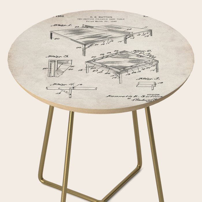 Table Tennis Patent - Tennis Art - Antique Side Table Gallery Image 2