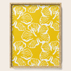 Yellow tropical hibiscus flower art pattern Serving Tray Gallery Image 1