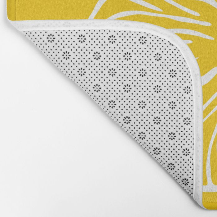 Yellow tropical hibiscus flower art pattern Bath Mat Gallery Image 2