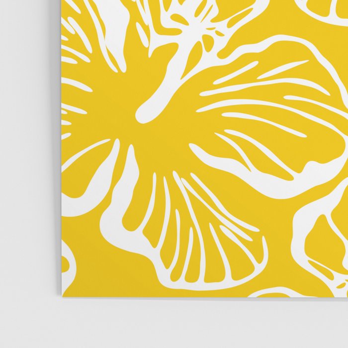 Yellow tropical hibiscus flower art pattern Poster Gallery Image 3