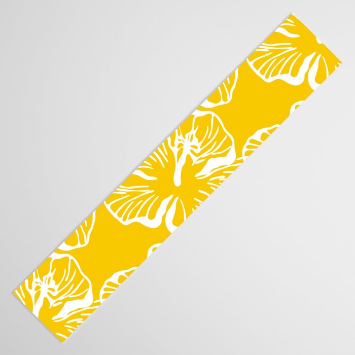 Yellow tropical hibiscus flower art pattern Table Runner Gallery Image 3