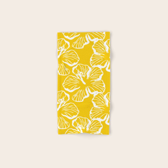 Yellow tropical hibiscus flower art pattern Bath Towel Gallery Image 1
