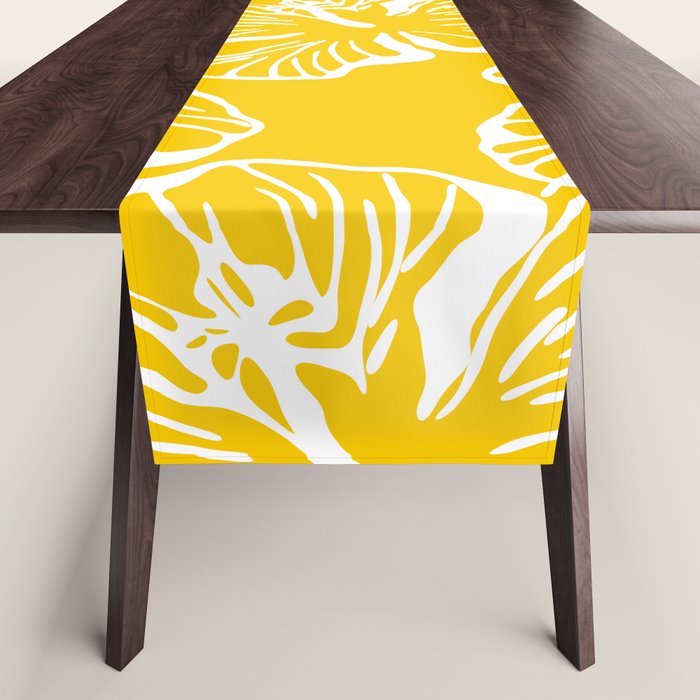 Yellow tropical hibiscus flower art pattern Table Runner Gallery Image 1