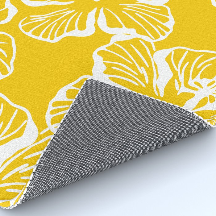 Yellow tropical hibiscus flower art pattern Rug Gallery Image 4
