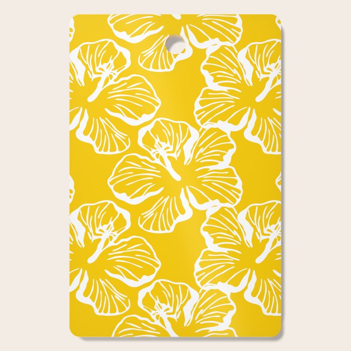 Yellow tropical hibiscus flower art pattern Cutting Board Gallery Image 1
