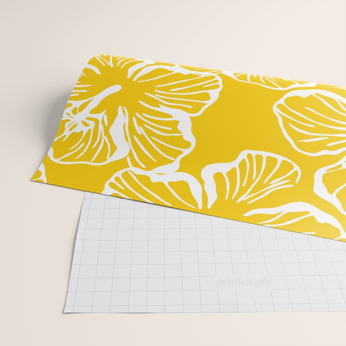 Yellow tropical hibiscus flower art pattern Wrapping Paper Gallery Image 2