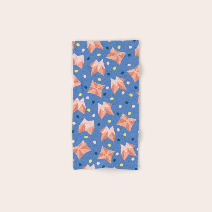 Origami Fortune Teller in Lavender & Pastel Pink Bath Towel Gallery Image 1