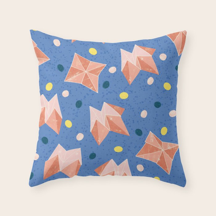 Origami Fortune Teller in Lavender & Pastel Pink Throw Pillow Gallery Image 6