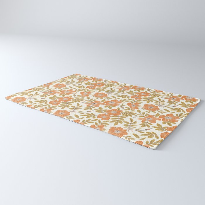 Wild Mountain Roses - vintage autumn leaves  Rug Gallery Image 3
