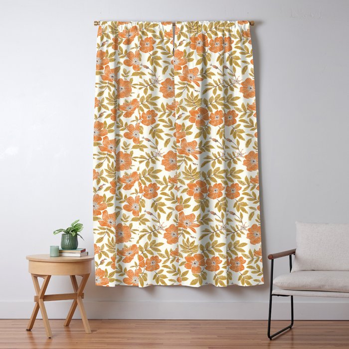 Wild Mountain Roses - vintage autumn leaves  Window Curtain Gallery Image 5