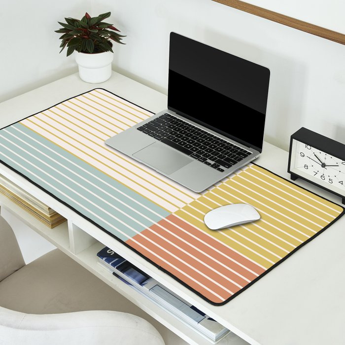 Color Block Line Abstract IX Coastal Beachy Desk Mat Gallery Image 2