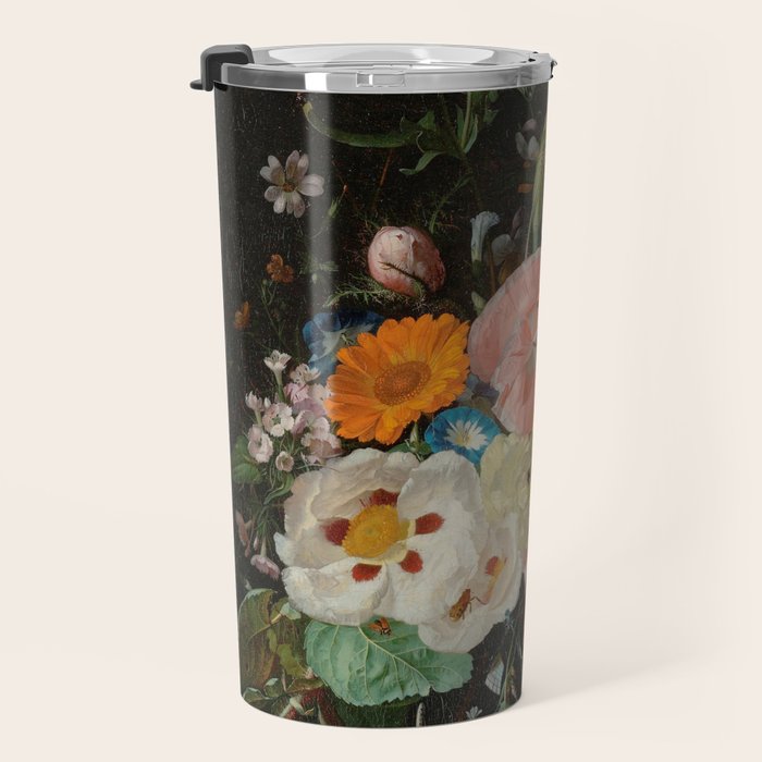 Still Life with Flowers on a Marble Tabletop, Rachel Ruysch, 1716 Travel Mug Gallery Image 3
