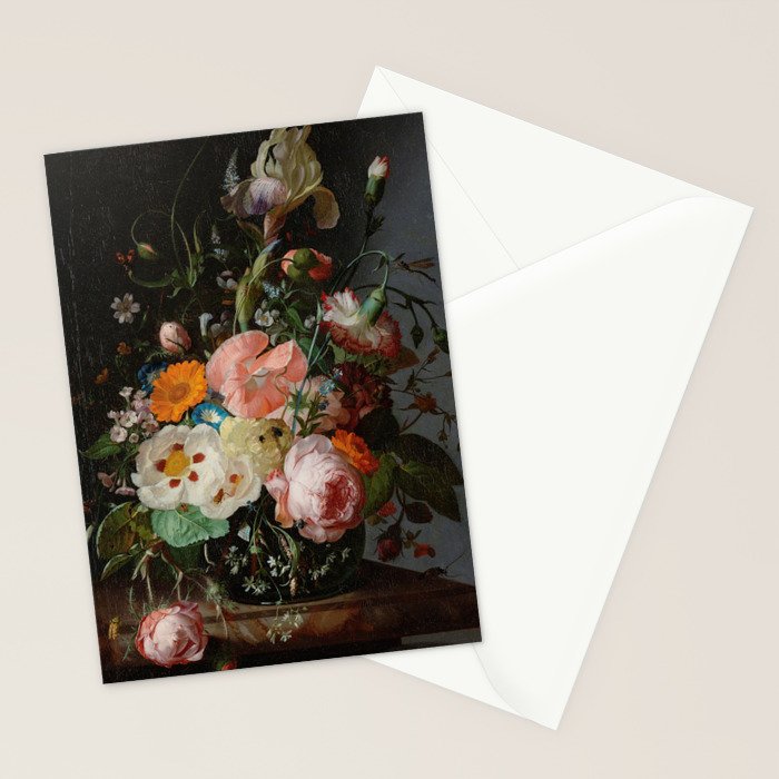 Still Life with Flowers on a Marble Tabletop, Rachel Ruysch, 1716 Stationery Card Gallery Image 2