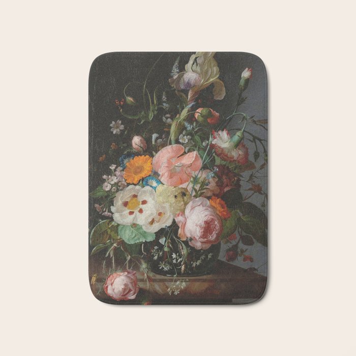 Still Life with Flowers on a Marble Tabletop, Rachel Ruysch, 1716 Bath Mat Gallery Image 1